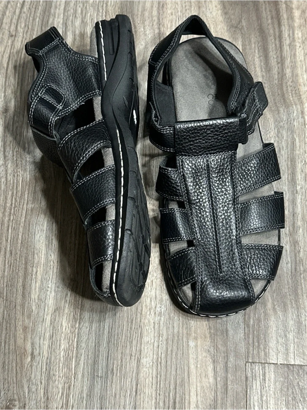 Dr. Scholl's Men's Black Leather Fisherman Sandals